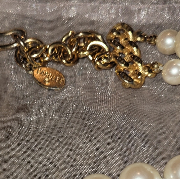 VTG Carolee Pearl & golden chain link necklace - Picture 6 of 12